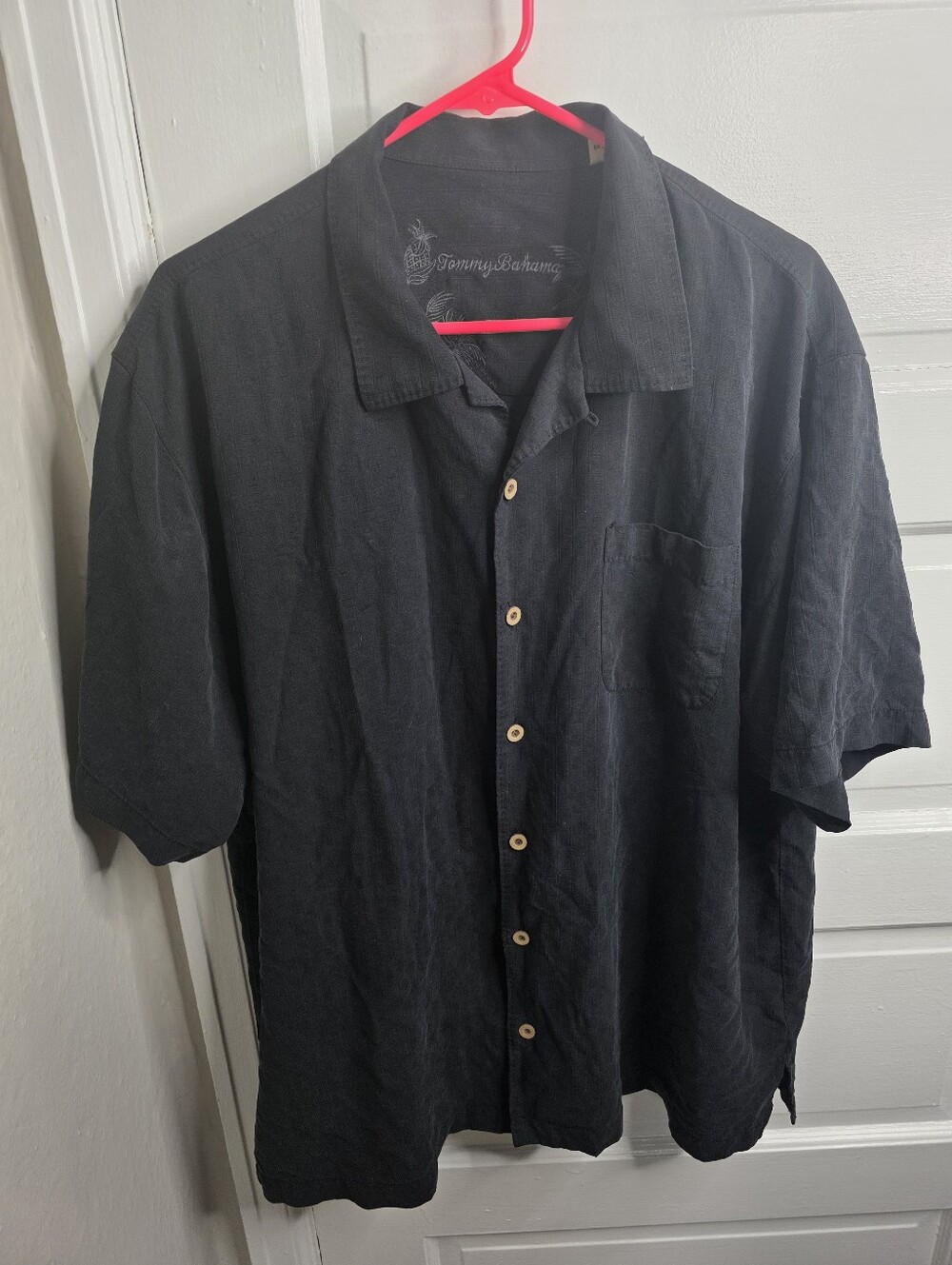 Tommy Bahama Shirt Mens Size XL Black Short Sleeve Button Up